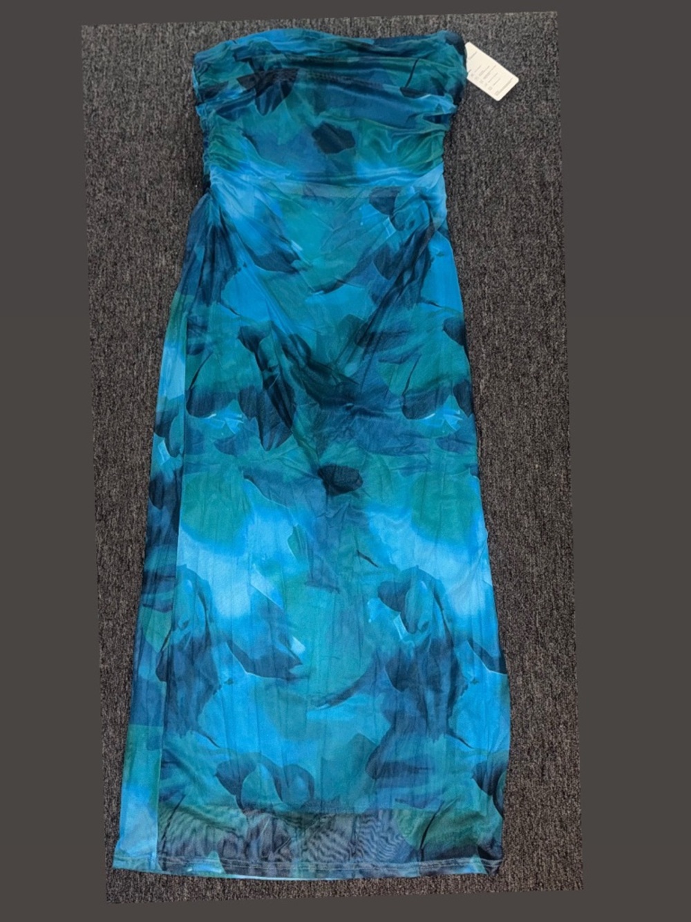Blue Teal Abstract Watercolor Maxi Skirt